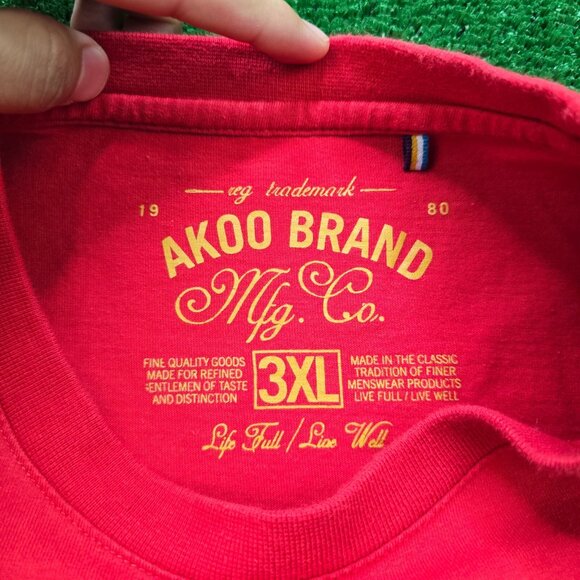 AKOO‎ Tshirt Mens XL Red Short Sleeve Jet Fighter Smoke Graphic Streetwear - Picture 6 of 8